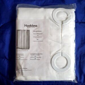 New Hookless Shower Curtain By Focus Hospitality White on White Geometric Sateen
